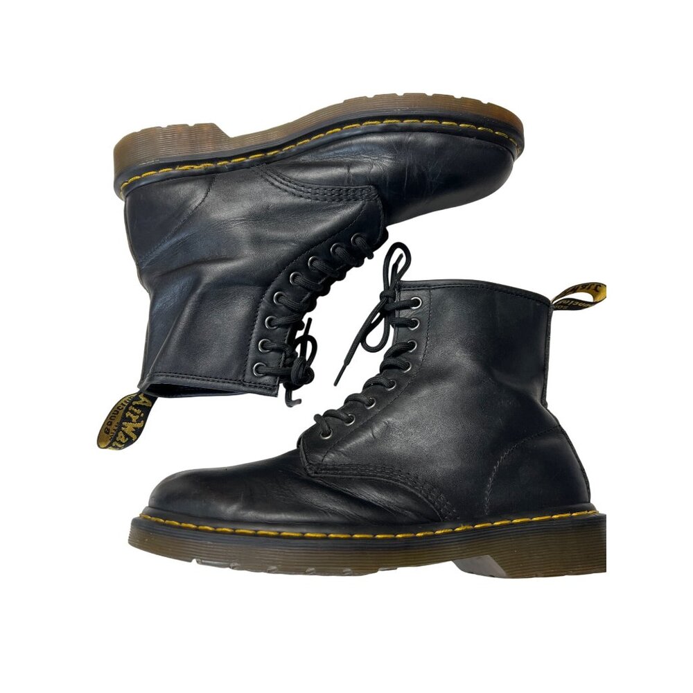 Dr Martens 1460 Black Leather 8-Eye Boots Mens 9 Womens 10 AirWair Sole 42 - Picture 2 of 10